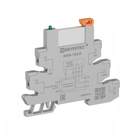 Модуль промежуточное реле и колодка MEYERTEC серии MSN в компактном корпусе (1-контактные)